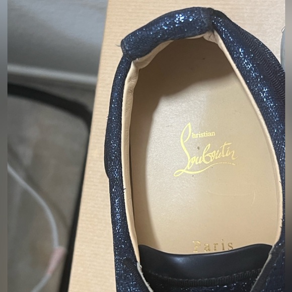 ❌SOLD❌ Christian Louboutin Navy Louis Junior Crystals Low-Top Sneakers SZ 47EU - Picture 7 of 12